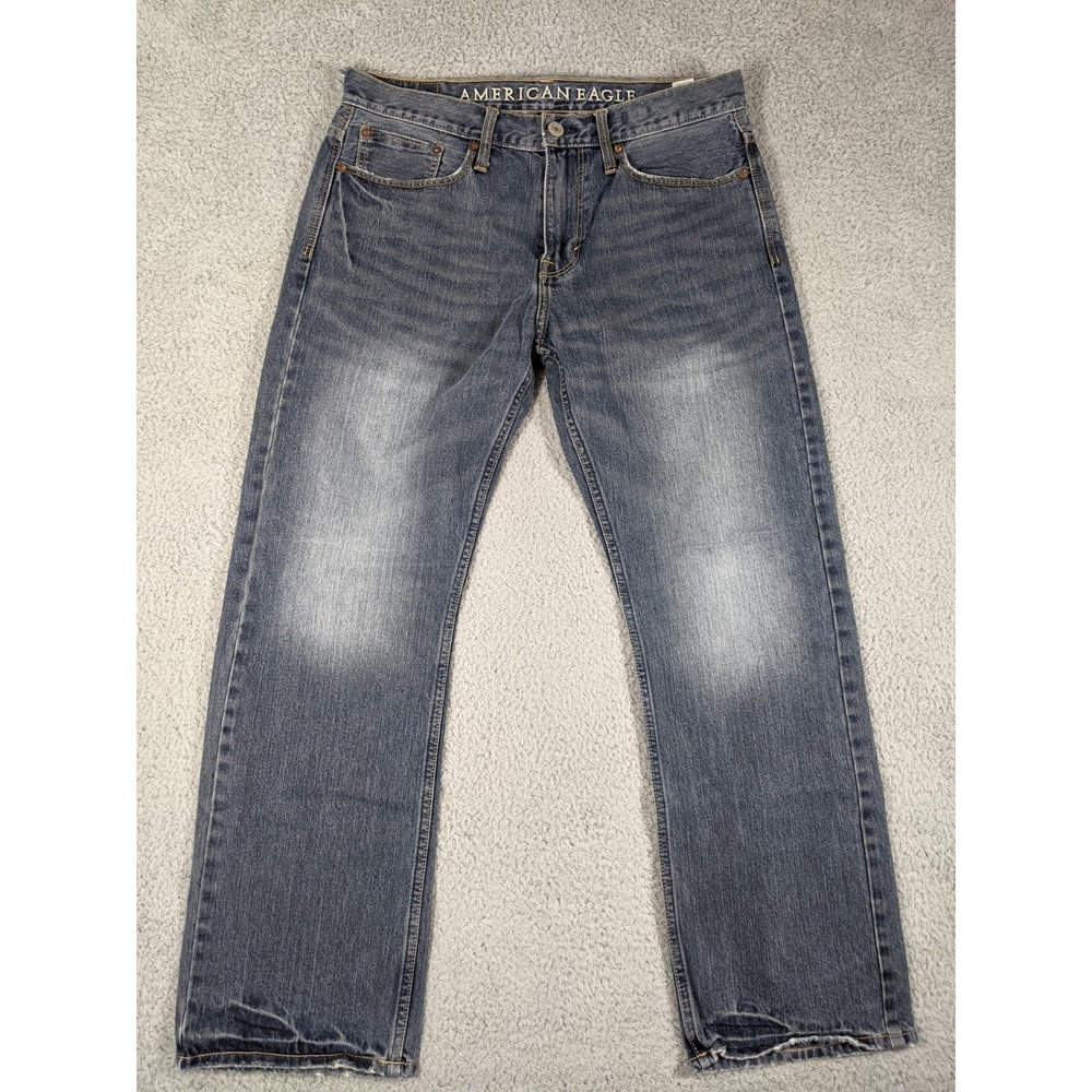 American Eagle Jeans Mens 32x30 Blue Distressed Straight Leg Streetwear Casual